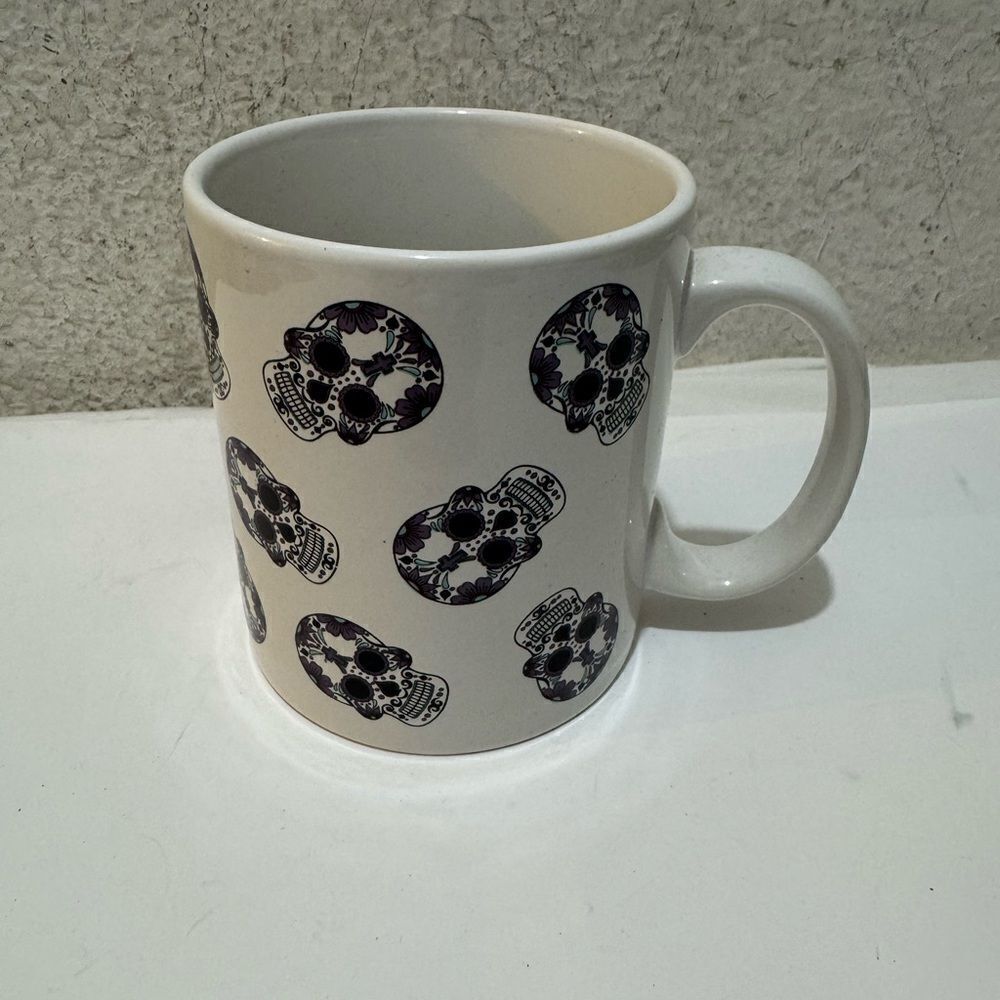 Mug Sugar Skulls Coffee Tea Ceramic Black White purple Graphic Mug, Skulls